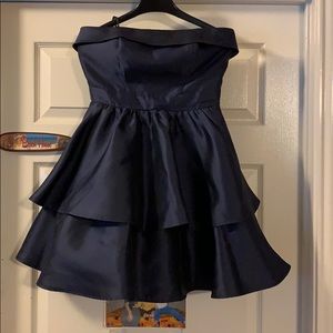 Blue strapless dress